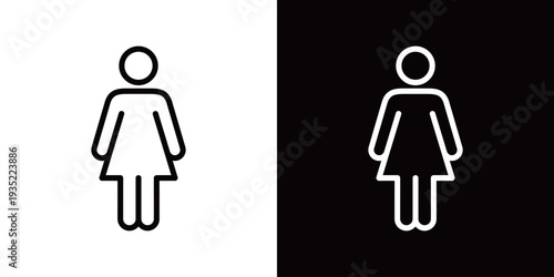 女性ユーザー・女子トイレ・人物ピクトグラム操作アイコン (ベクター)