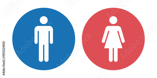 男子トイレ・女子トイレ・カラー案内サインピクトグラムアイコン (ベクター)