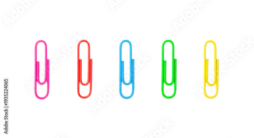 Set of colorful paper clips isolated on white or transparent png