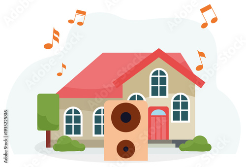 House Music Concept Illustration Vector Style