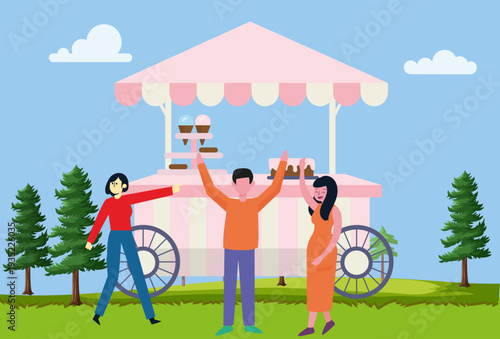 Food Stand Concept Illustration Vector Style
