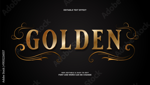 Luxury Golden Text Effect with Elegant Ornaments on Dark Background