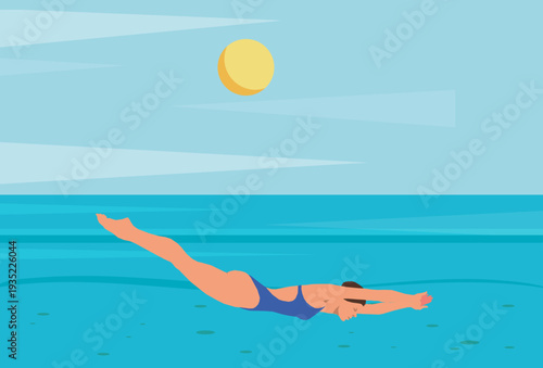 Swimmer Girl Concept Illustration Vector Style