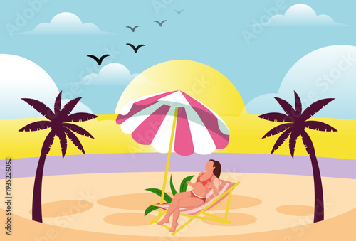 Sunbed Concept Illustration Vector Style