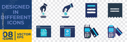 A set of 8 flat vector icons illustrating technology, design, and digital tools in a clean, minimalist style for graphic use.