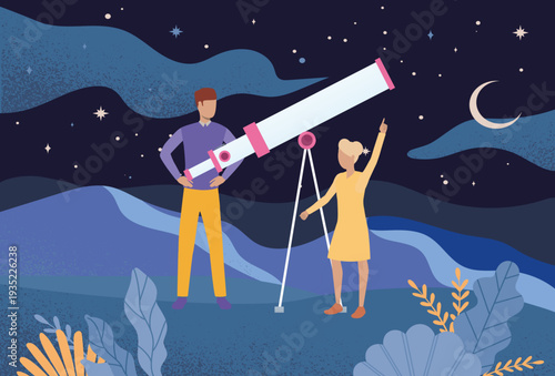Stargaze Concept Illustration Vector Style