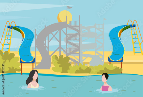 Water Park Concept Illustration Vector Style