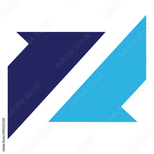 Two arrows pointing upwards in dark blue and light blue colors icon