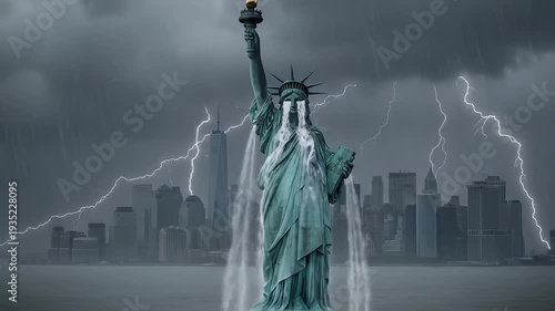 Stormy Weather at Statue of Liberty.