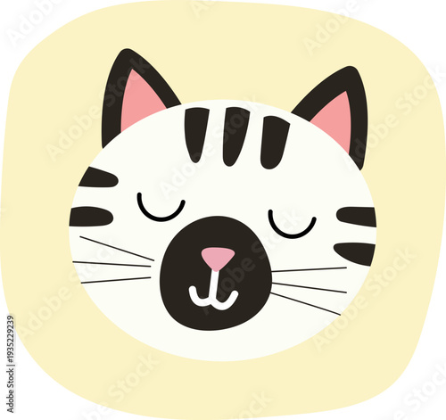 Cute Sleeping Cat Face Illustration