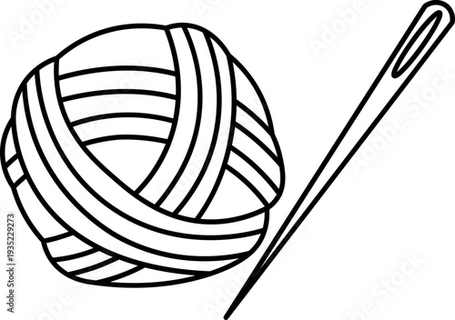 Yarn Ball and Sewing Needle Icon