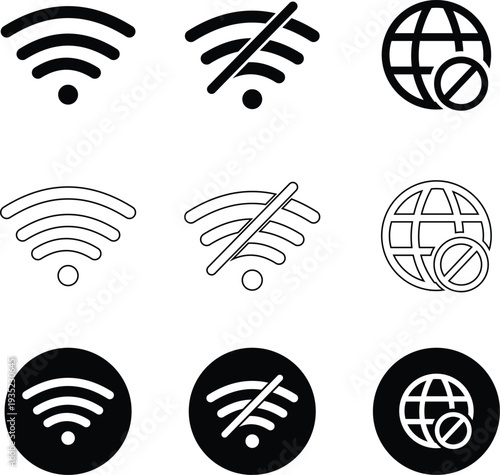 Wi-fi and global network connection status symbols