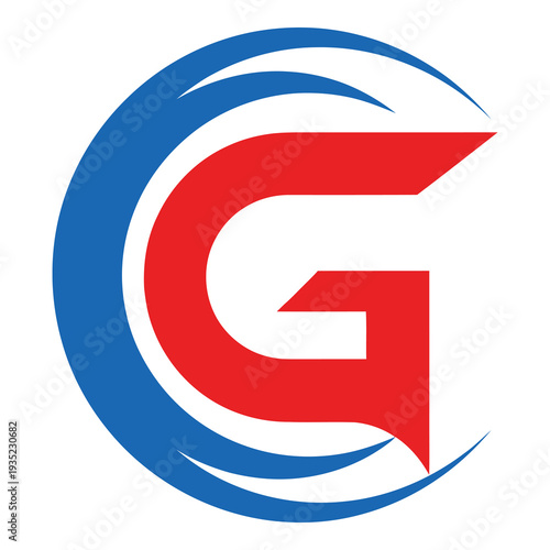 Free Download Red and blue letter G logo with swirling design elements icon - GFXLoad