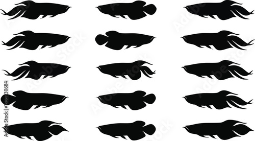 Collection of Black Fish Silhouettes.