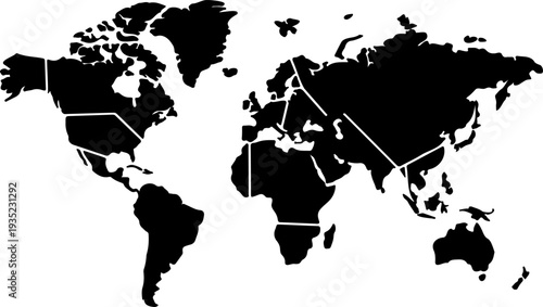 Solid World Map Silhouette Vector