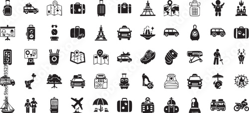 Black and white travel on white background travel black and white transportation 1 tourism