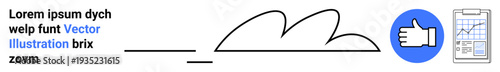 Business analysis, financial growth, feedback systems, social media approval, performance metrics, and branding. Thumbs up icon next to a chart. Business analysis and financial growth concept