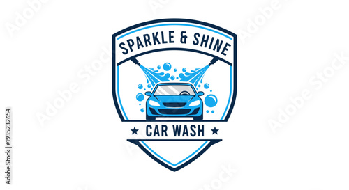 Car Wash Logo Design with Blue Car.