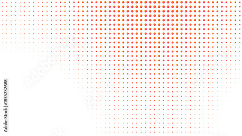 A group of orange and pink dots on a white background