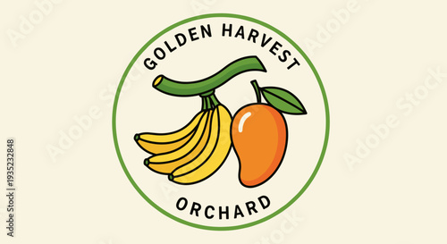 Golden Harvest Orchard Fruit Logo Design.