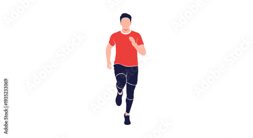 Man Running in Red Shirt and Black Pants.