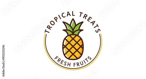 Pineapple Logo Design with Green Leaves.