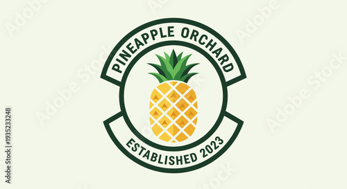 Pineapple Orchard Logo with Fruit Illustration.