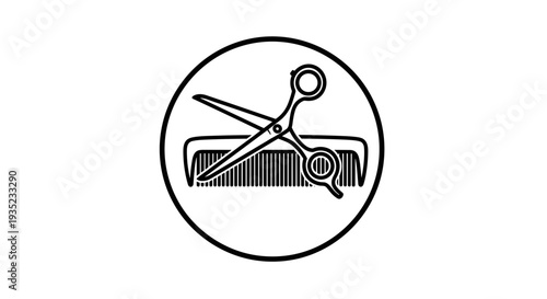Scissors cutting comb icon illustration design.