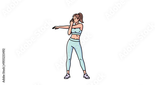 Woman in Fitness Outfit Exercising.
