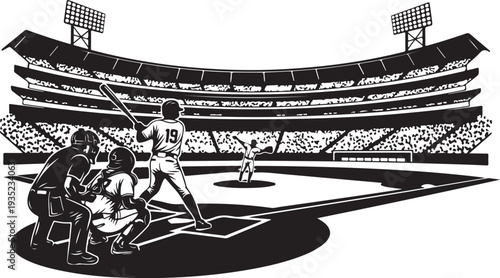 Baseball player swinging bat in stadium with crowd watching