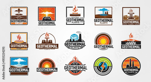 Geothermal Energy Logos Collection.