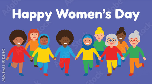 Diverse Women Holding Hands Together Illustration.