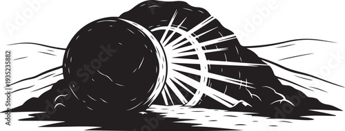 Black and white illustration of a bowling ball rolling