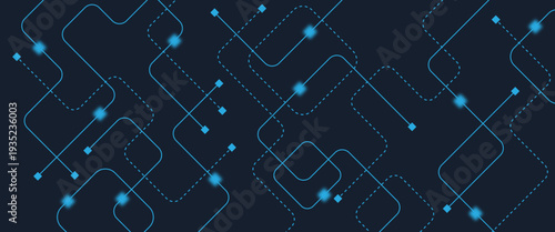 Abstract digital AI circuit board background with tech icons. Digital technology motherboard texture design. Engineering circuit board concept for poster, header, banner, website, presentation