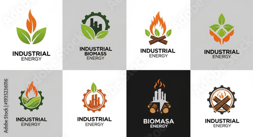 Set of Industrial Energy and Biomass Logos.