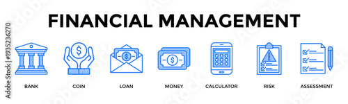 Financial Management Icon Set Collection Pack Banner Web Vector Illustration  Concept Containing Manage Capital Wisely While Assessing Risk And Financial Stability