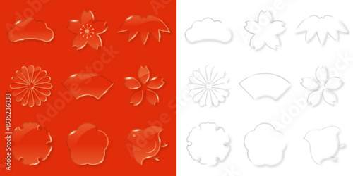 おめでたいモチーフのベクターガラスアイコン