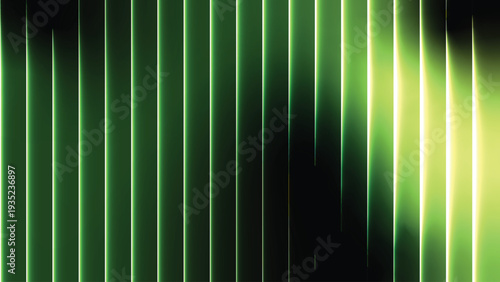 Abstract Green Yellow Neon Gradient Background with Diagonal Wave and Vertical Light Stripes, Futuristic Glass Texture Digital Technology Wallpaper