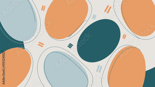 A vibrant and modern abstract illustration featuring colorful shapes and lines on a clean background