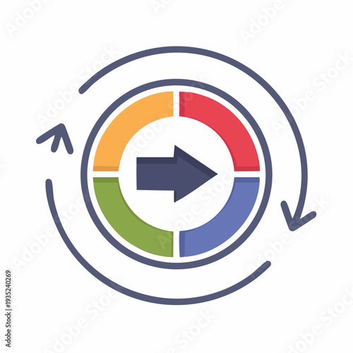 Free Download Circular chart infographic with arrow representing progress and direction - GFXLoad