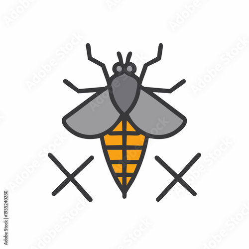 Bee icon with crossed out marks, vector illustration.