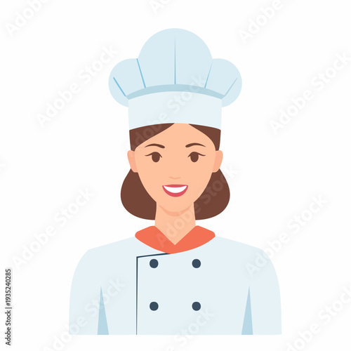 Smiling female chef in uniform ready to prepare meals