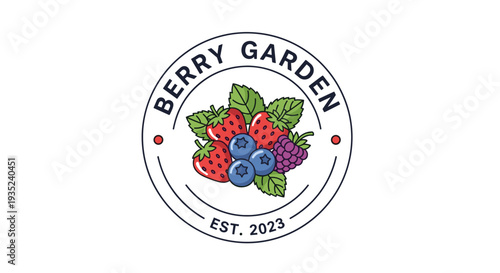 Berry Garden Logo with Fresh Berries.