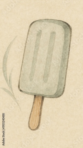 Watercolor ice cream popsicle illustration.