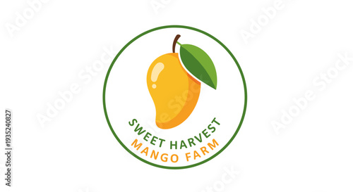 Mango Fruit with Leaf Logo Design.