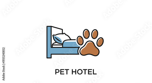 Pet Hotel Bed with Paw Print.