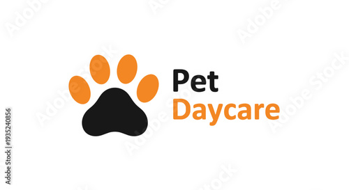 Pet Daycare Logo with Paw Print.