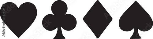 Horizontal Row of Four Playing Card Suit Silhouette Icons