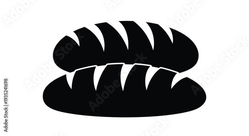 Stylized black and white illustration of a loaf of bread