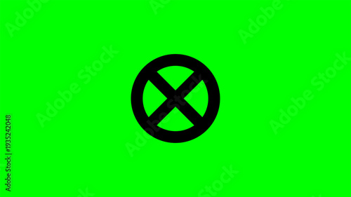 Black X motion tracking marker on green screen background